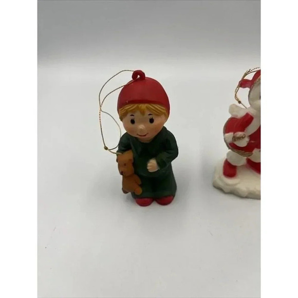 3-Vintage CHRISTMAS ORNAMENTS HONG KONG/Santa/Boy/Girl/Teddy Bear-Christmas Tree - Picture 4 of 12
